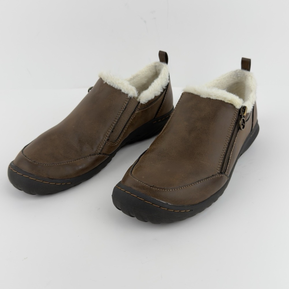 J Sport Elenor Women's 8M Brown Faux Fur Lined Slip-On Shoes Side Zip - Picture 2 of 11